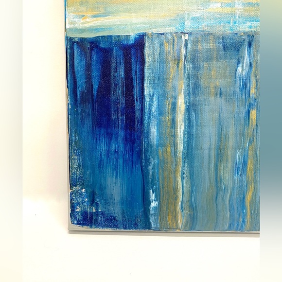 ORIGINAL Acrylic Abstract Painting 14x14 Stretched Canvas, Waterfall Art Decor - Picture 5 of 8